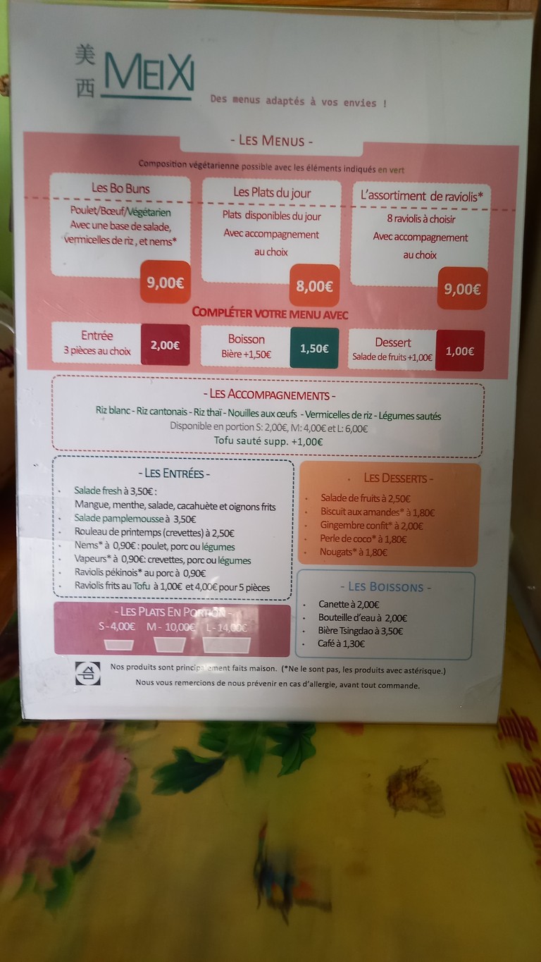 Mei Xi menu 1