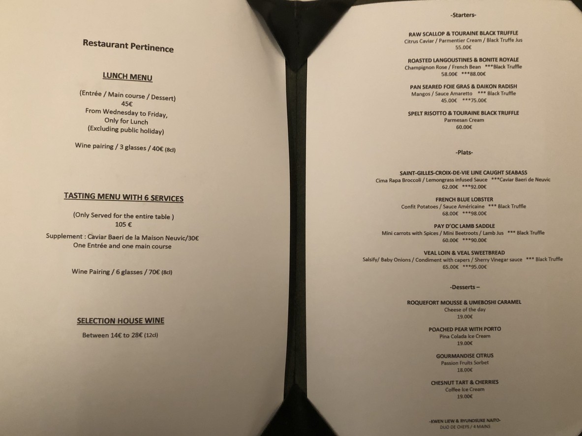 Restaurant TOYO menu 1