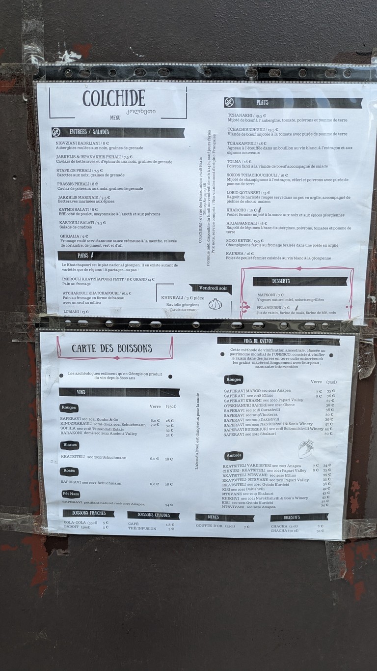 Colchide menu 1