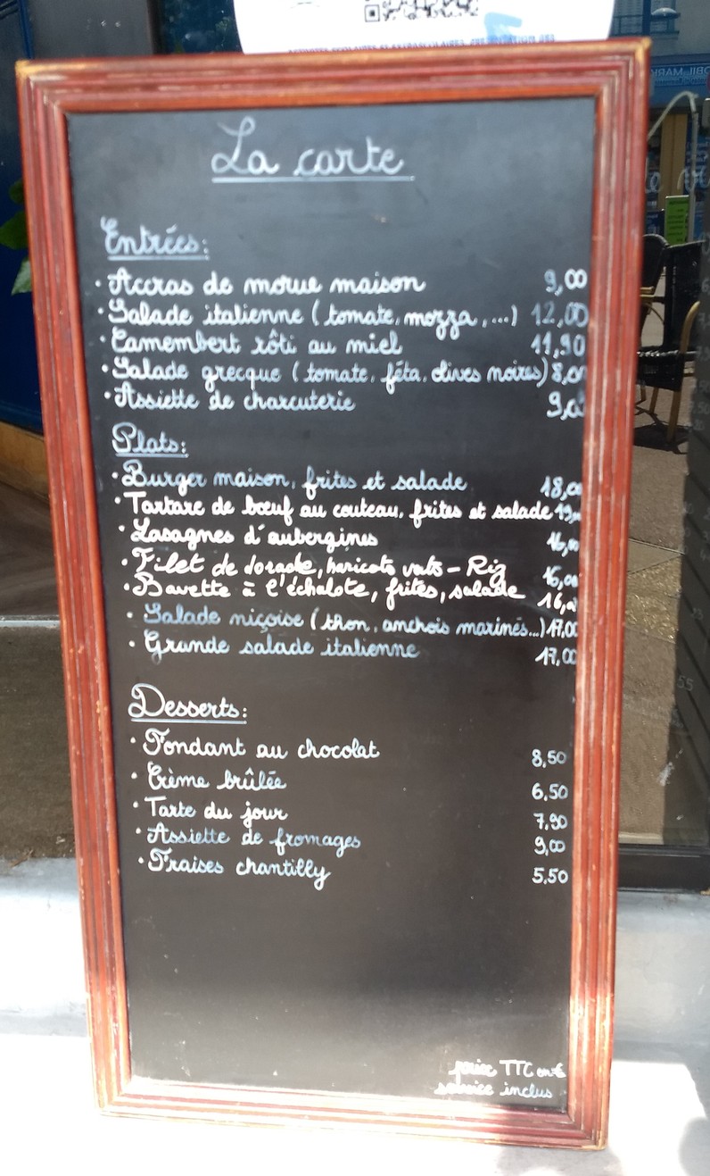 L'appart Bistro menu 1