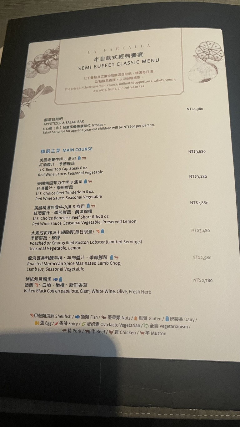 La Farfalla menu 1