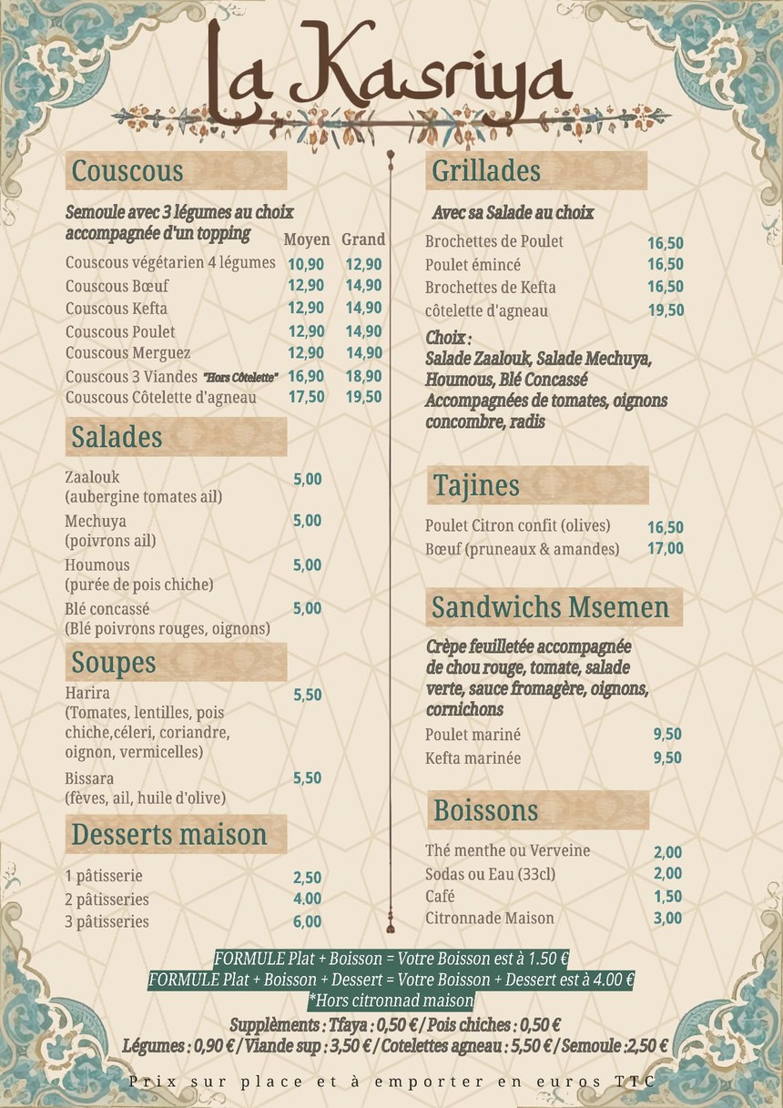 La Kasriya menu 1