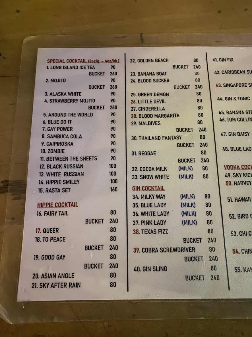 Hippiebar@Rambuttri menu 1