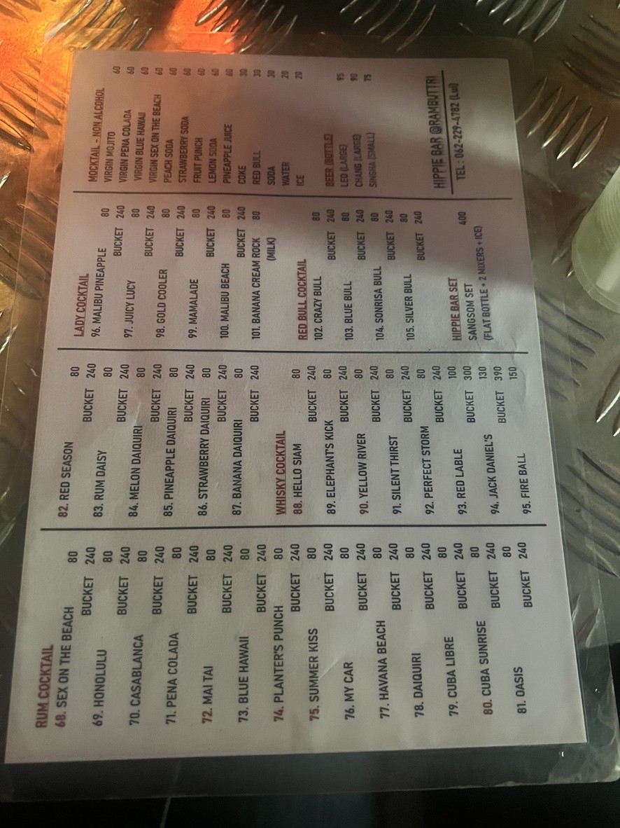 Hippiebar@Rambuttri menu 3