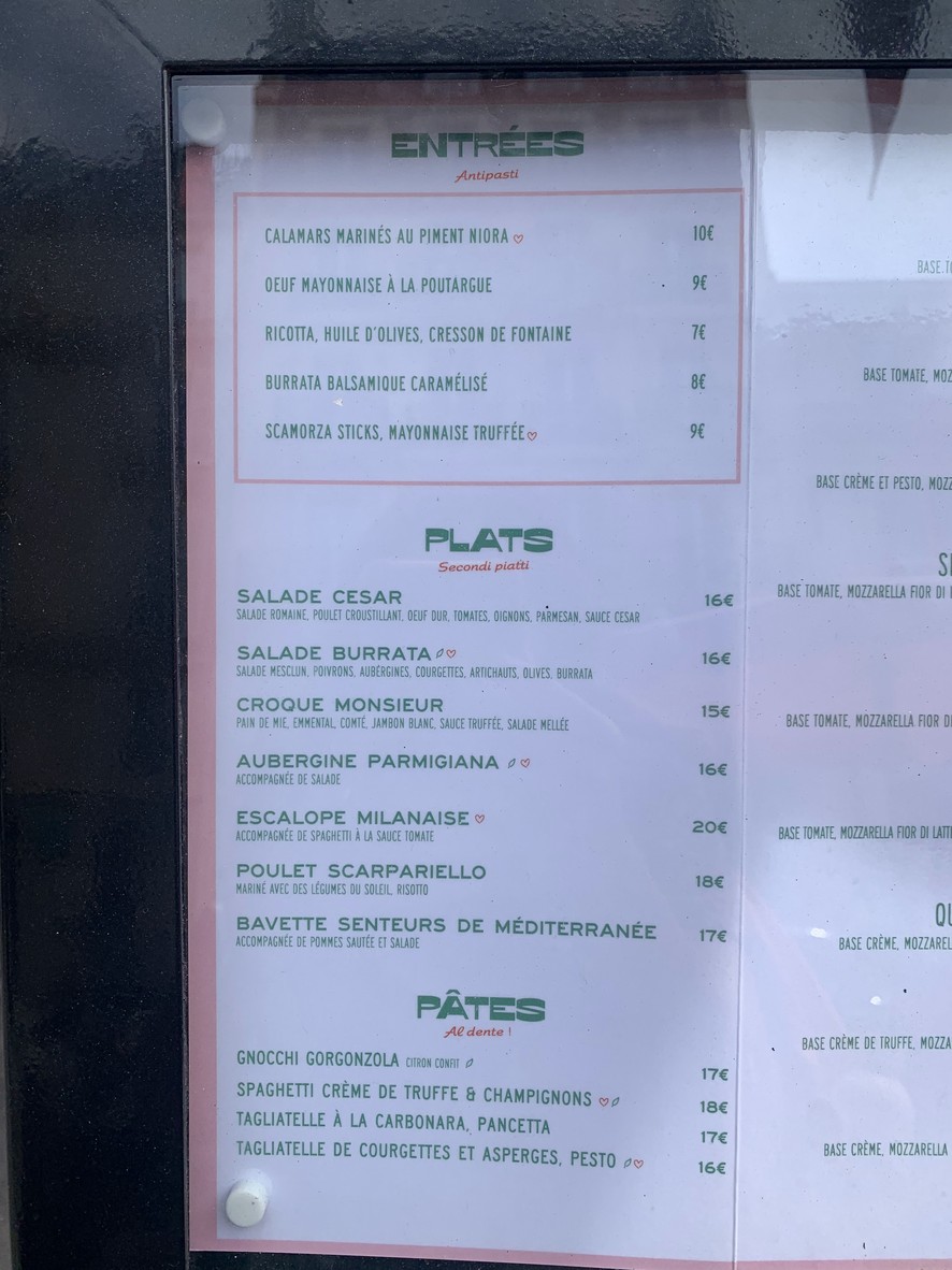 Papilla Courcelles menu 2
