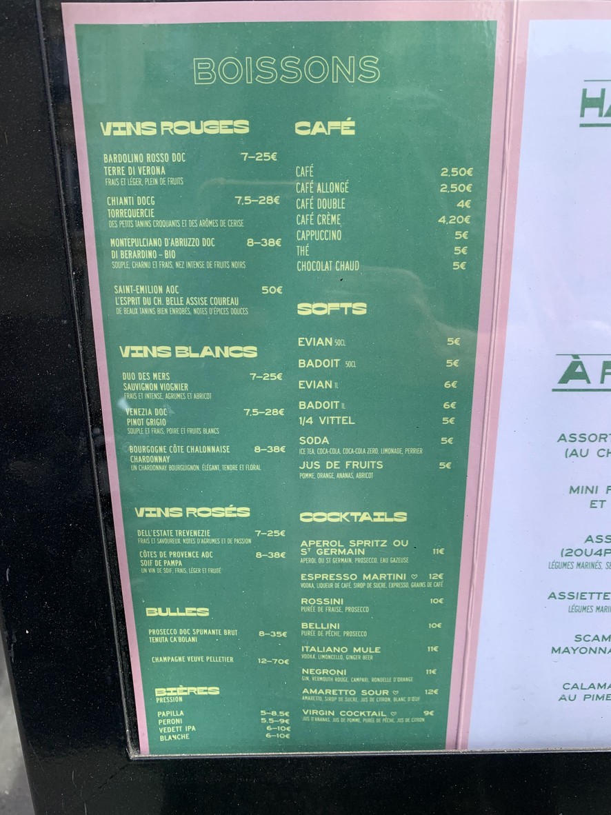 Papilla Courcelles menu 3