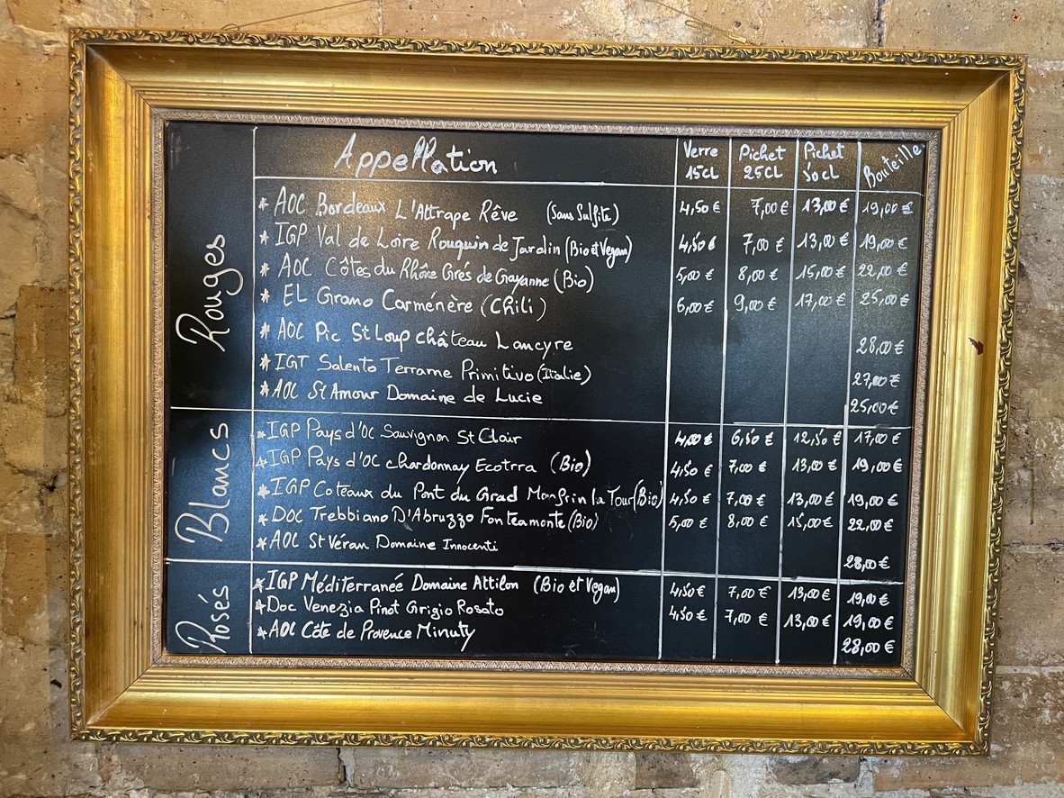 Le Sens Unique 126 menu 2