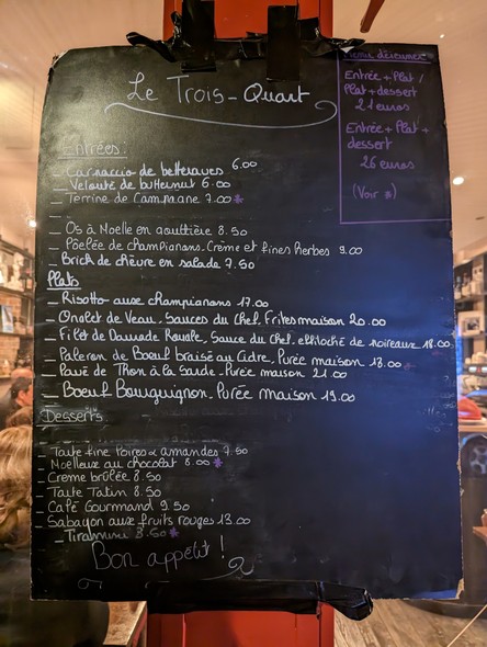 Restaurant "Le Trois Quart", Bistrot paris 17éme,