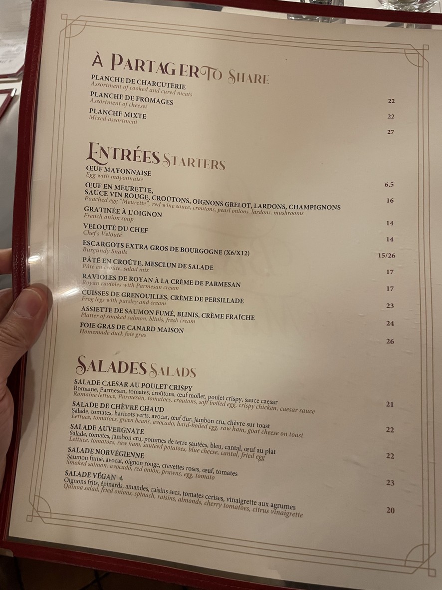 Le Bistro Marbeuf menu 1