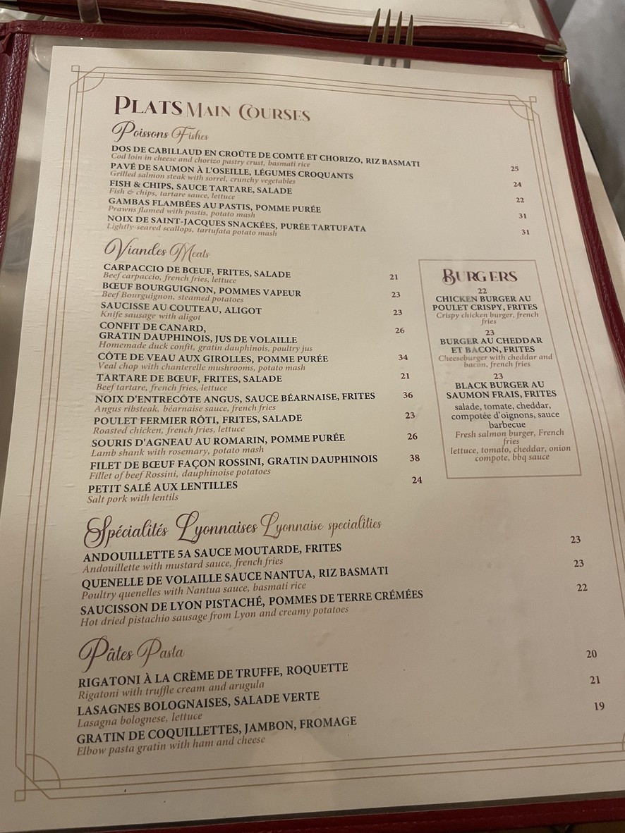 Le Bistro Marbeuf menu 2