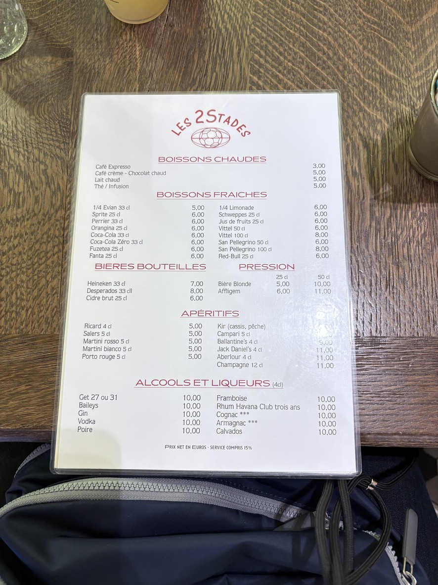 Les Deux Stades menu 2