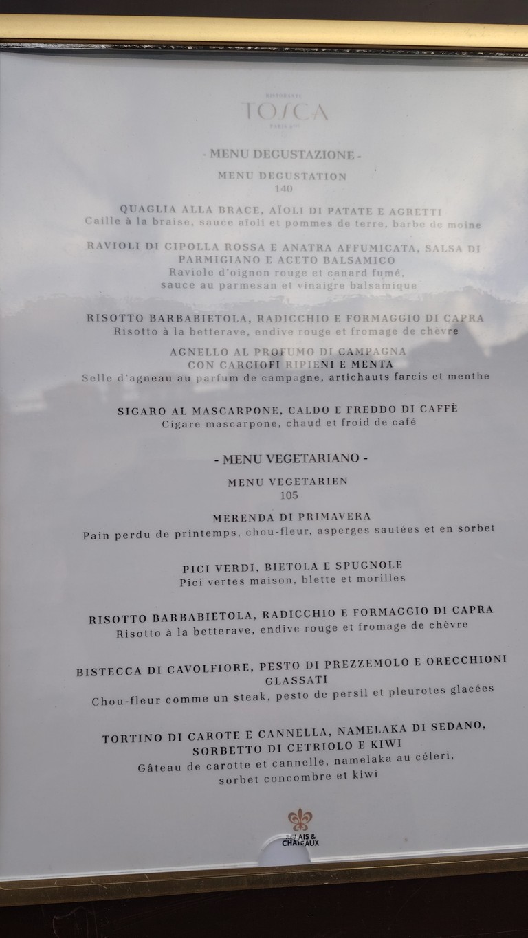 Tosca menu 1