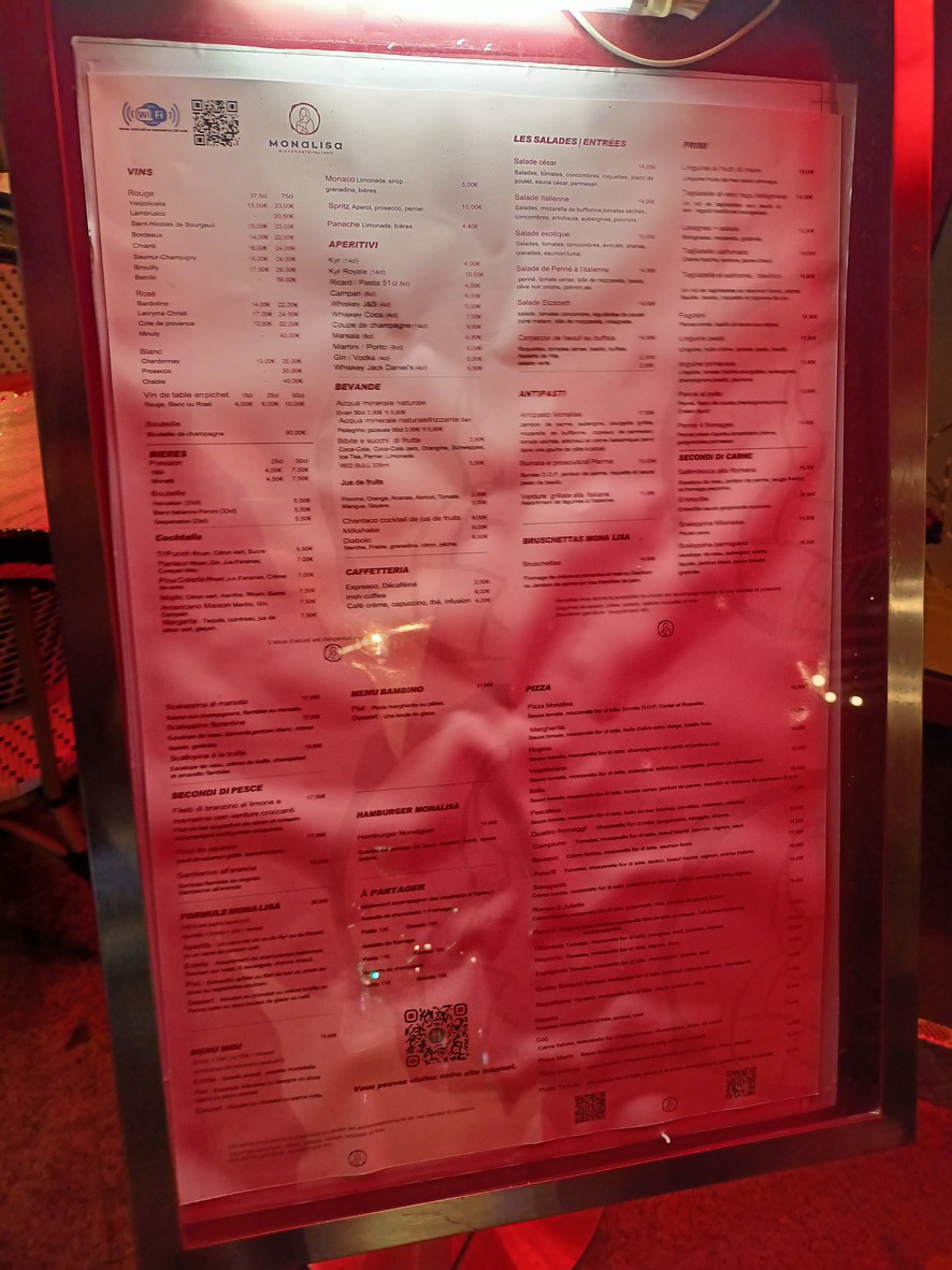 Monalisa Puteaux menu 1