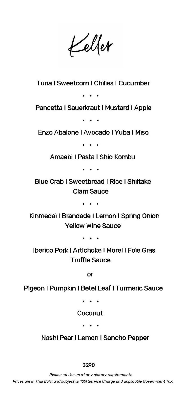 Keller Bangkok menu 1