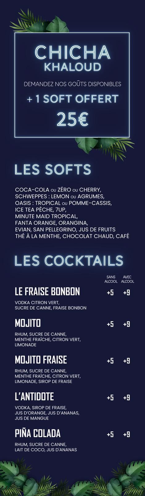 Dakota Lounge - Paris menu 2