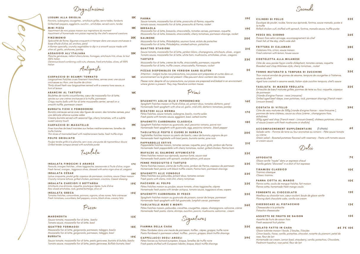 Terzo Ristorante menu 1