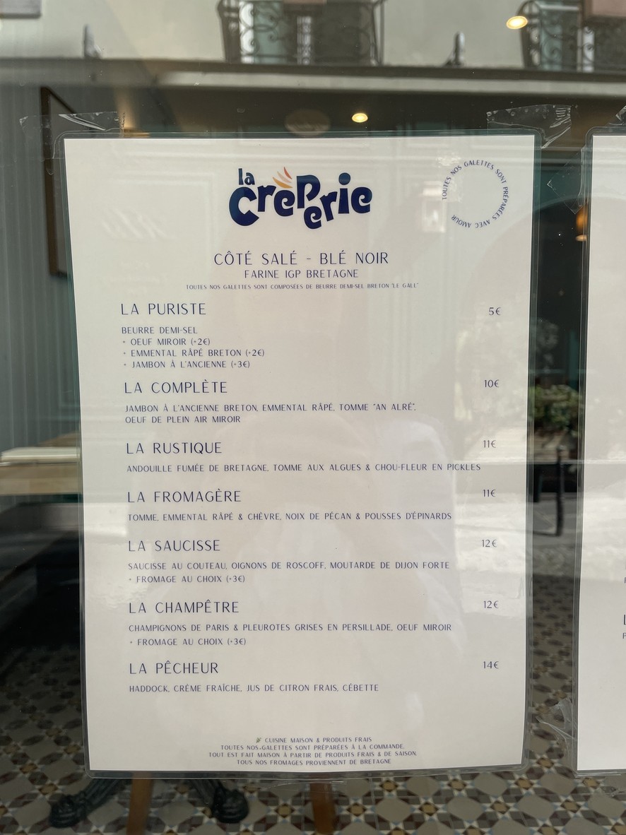 Creperie La Bolee menu 1