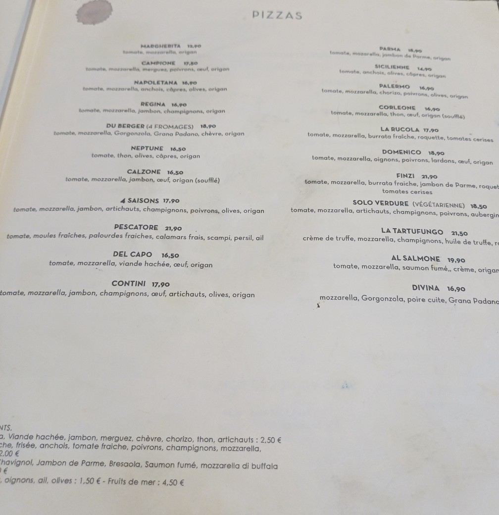 Les Jardins Contini menu 1