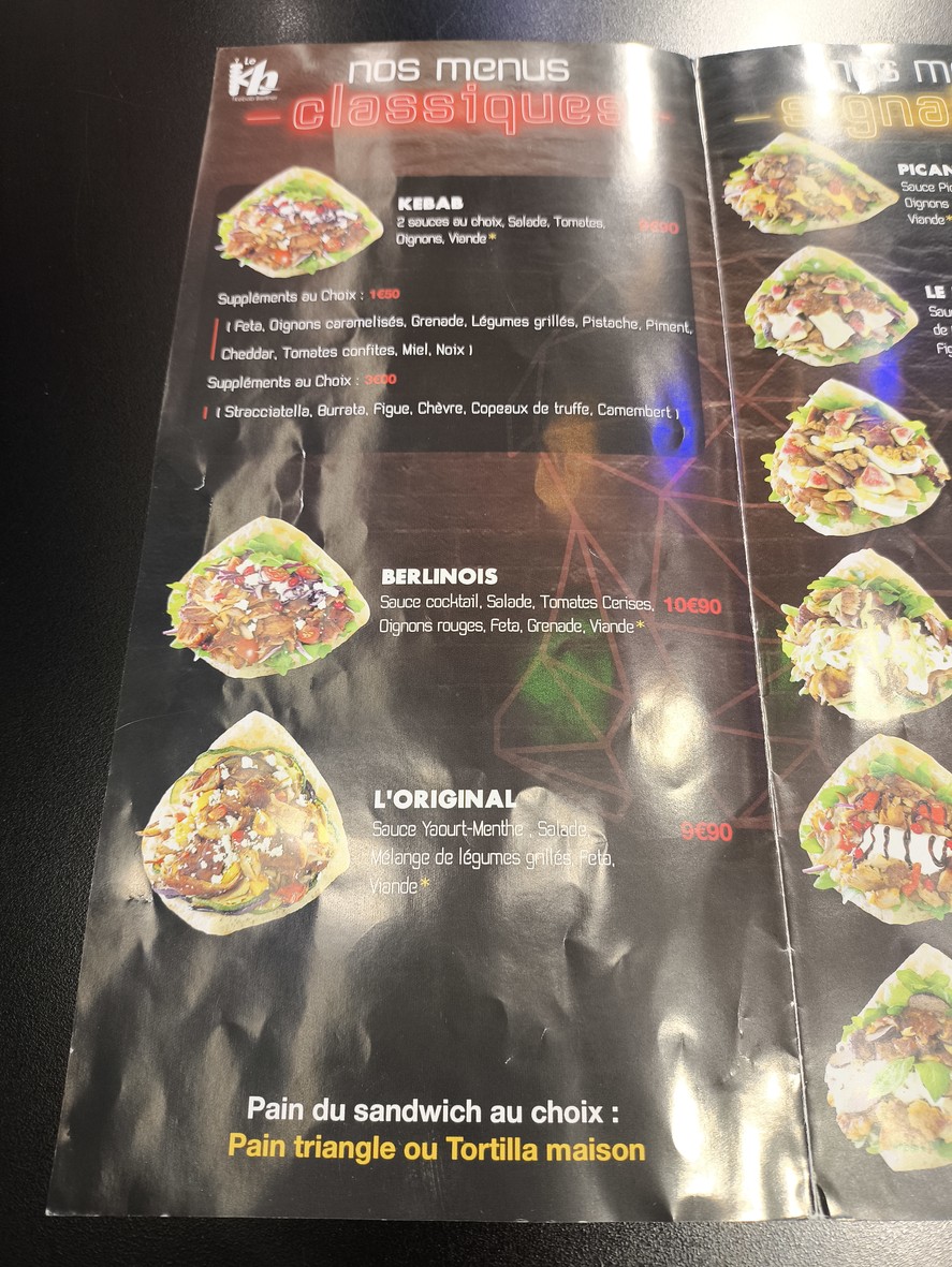 KB - Kebab Berliner - Bagnolet menu 1