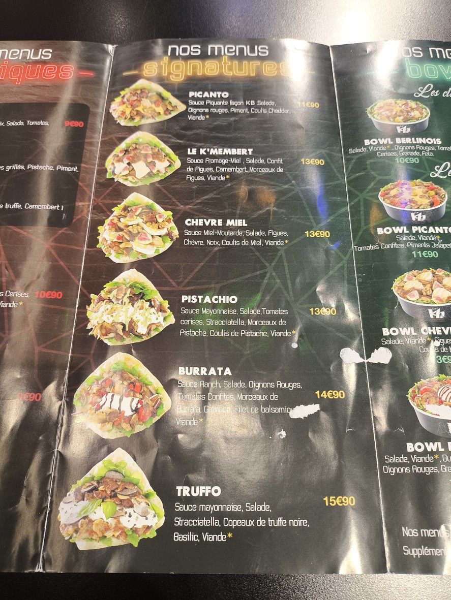 KB - Kebab Berliner - Bagnolet menu 2