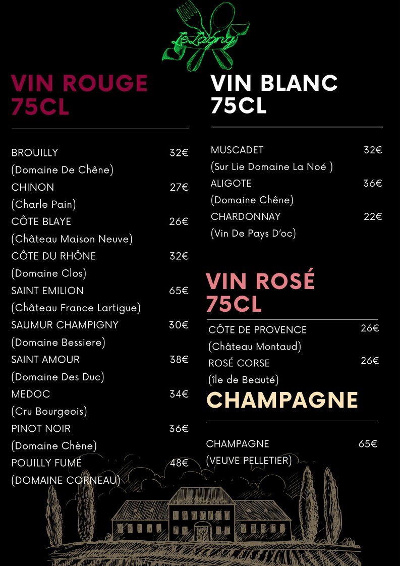 Le Lagny menu 3