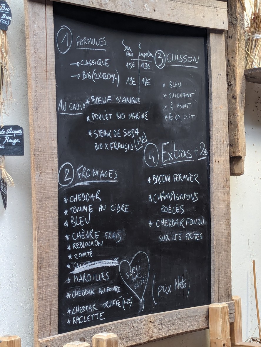 Le Burger Fermier des Enfants Rouges menu 1