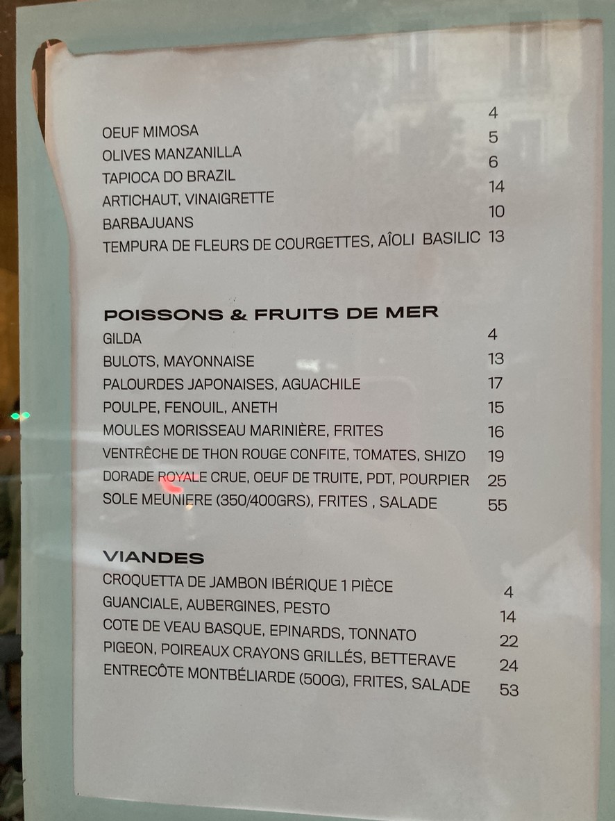 Le Dauphin menu 1