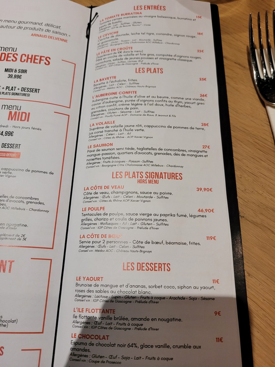Top Chef Le Bistrot menu 2