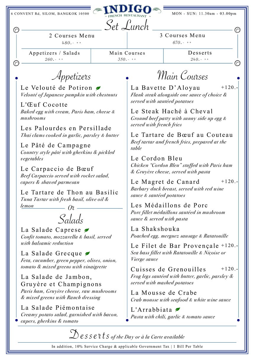 Indigo menu 2