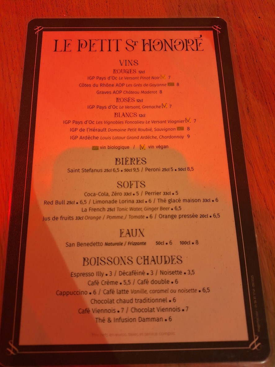 Le Petit Saint-Honoré menu 2