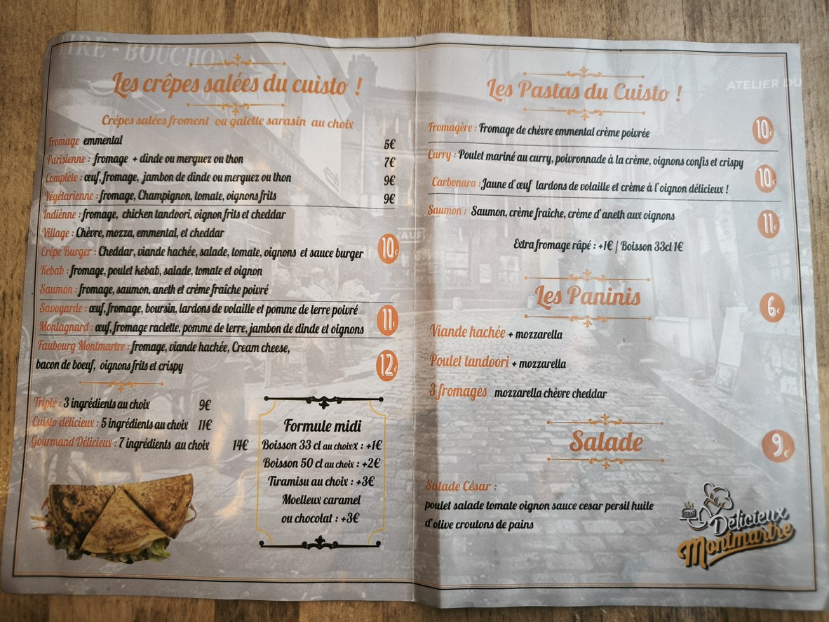 Délicieux Montmartre - Restaurant Pantin menu 2