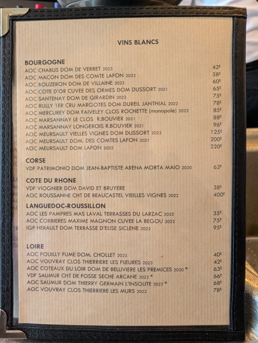 La Grille Montorgueil menu 2
