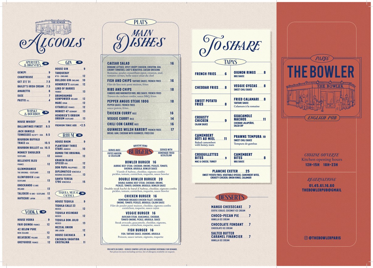 The Bowler menu 1