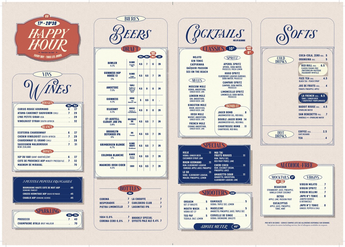 The Bowler menu 3