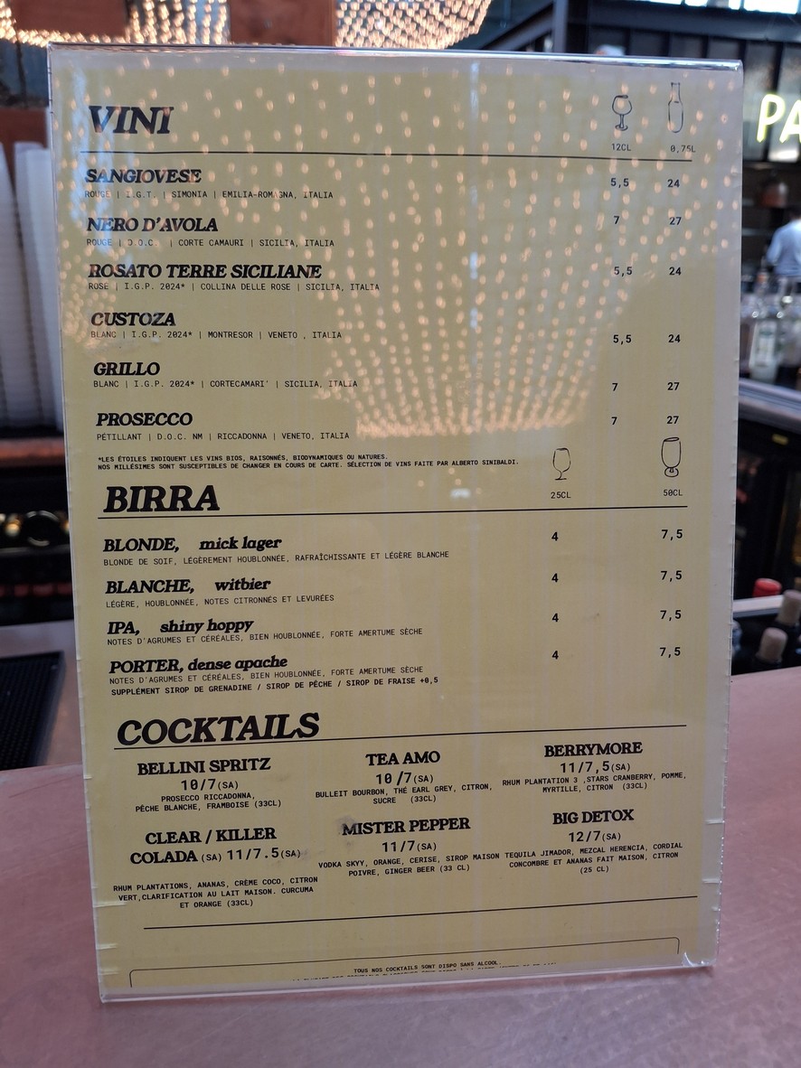 La Felicità menu 3