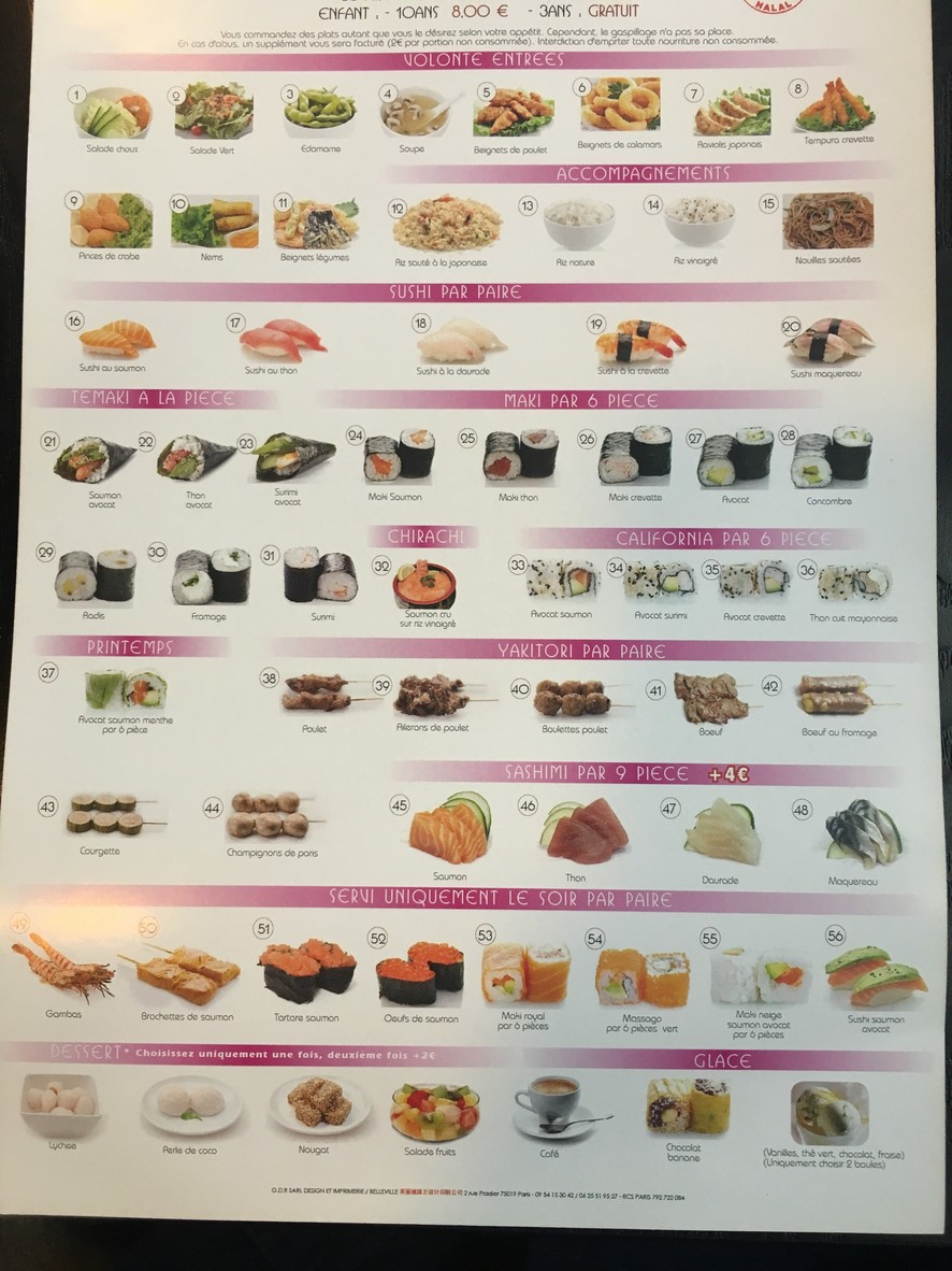 sakura sushi menu 1