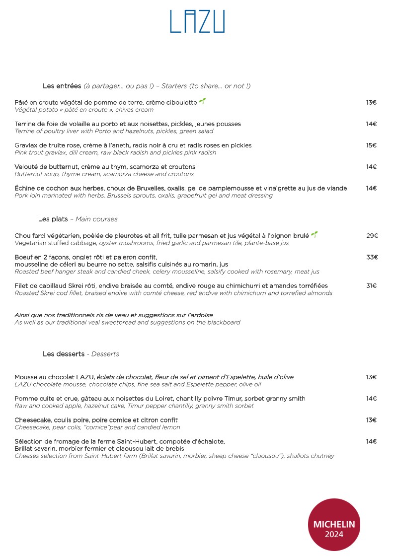 LAZU Restaurant (Bouillon47) menu 2