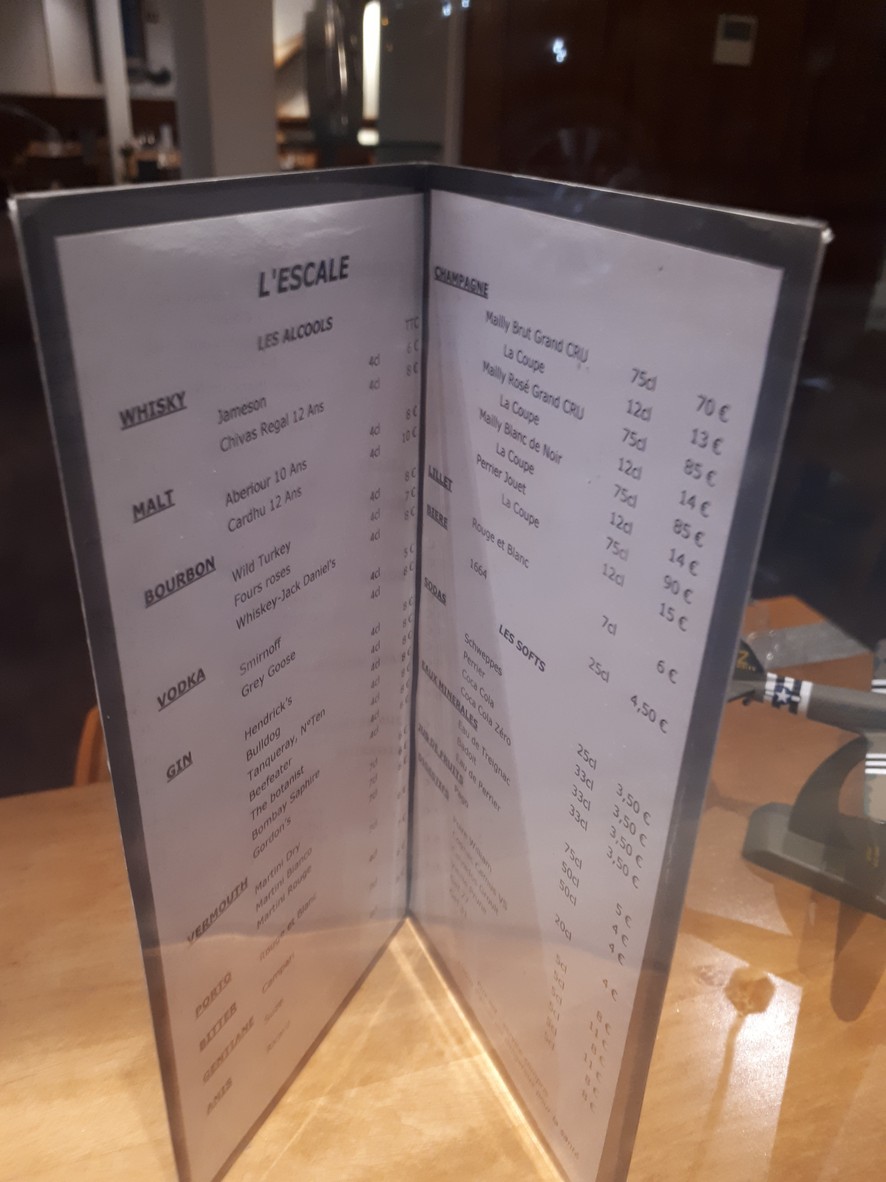 Aero Club of France menu 2