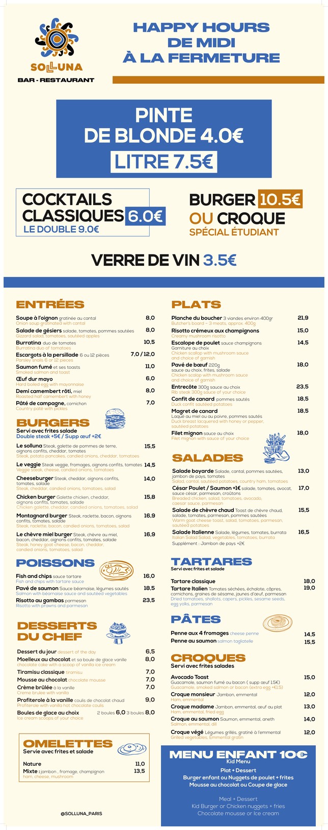 Solluna Montparnasse menu 2