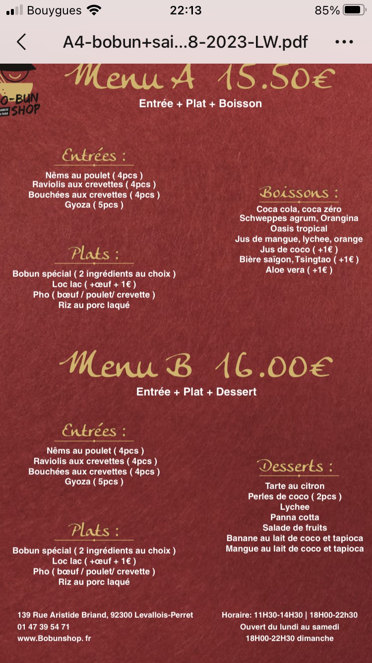 Bo Bun Shop menu 2