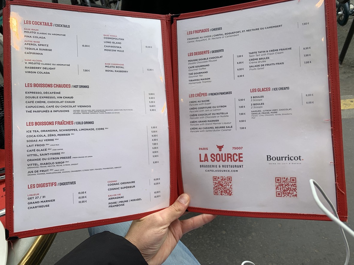 La Source menu 2