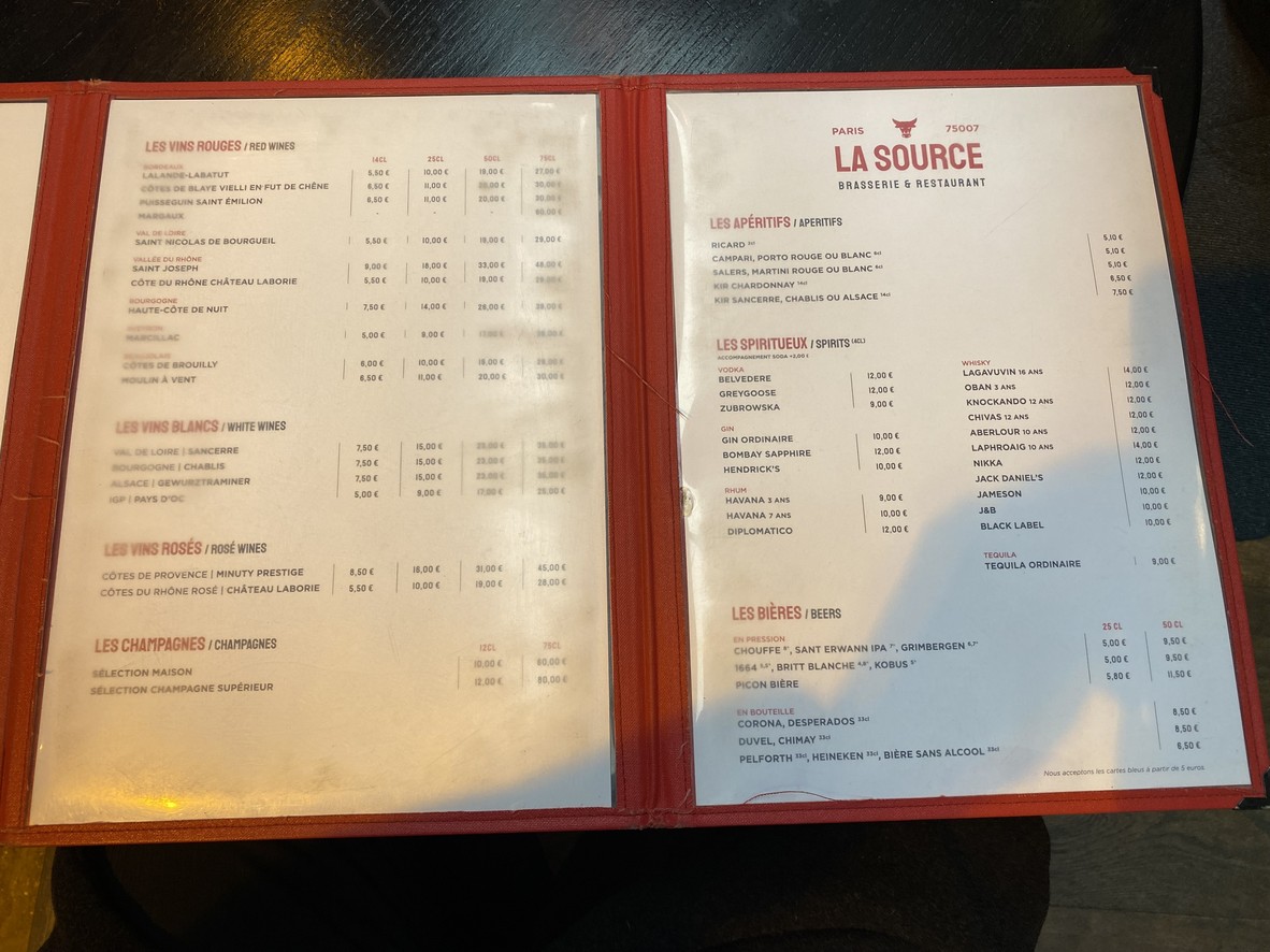 La Source menu 3