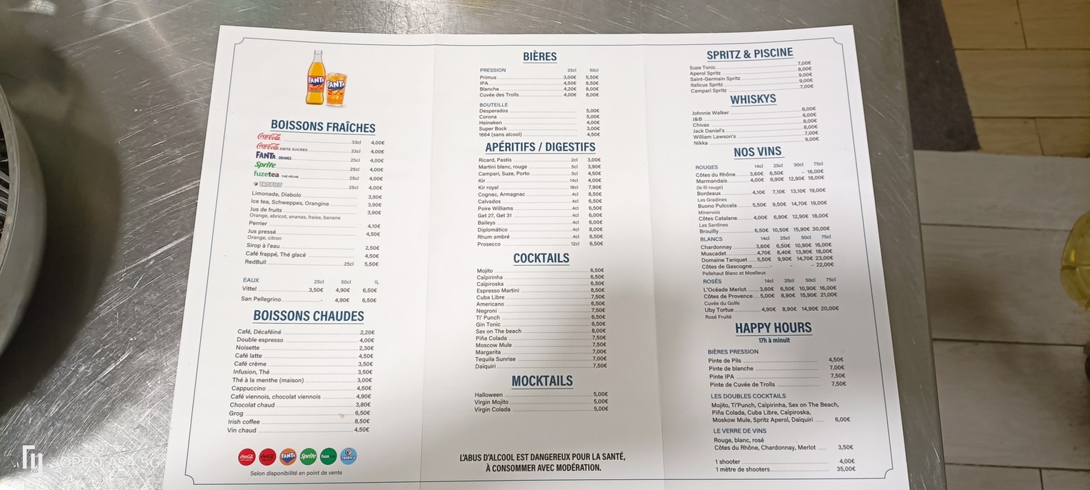 Au Bon Vivant Restaurant menu 3