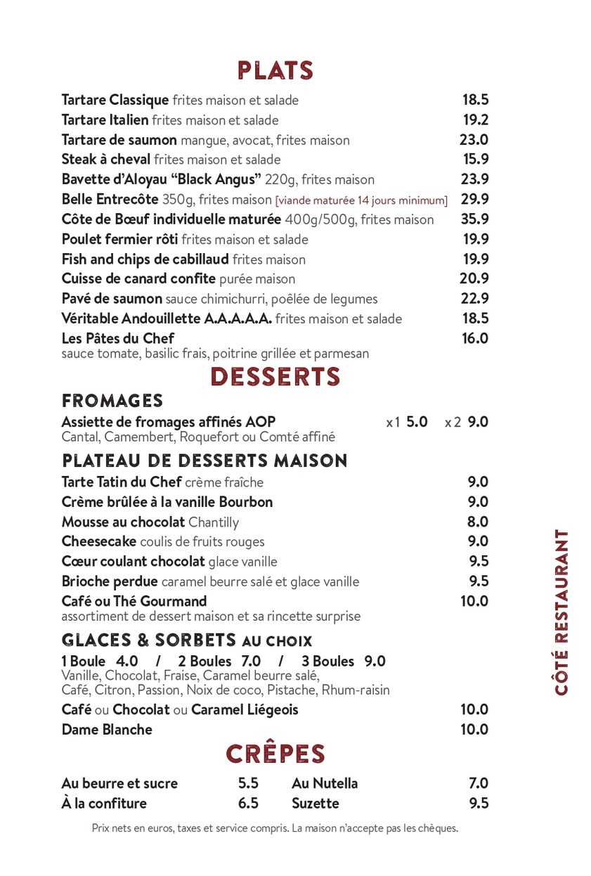 Au Chien Qui Fume menu 3