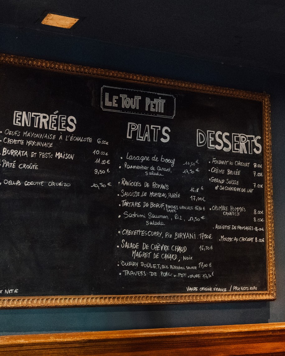 Le Tout Petit menu 1