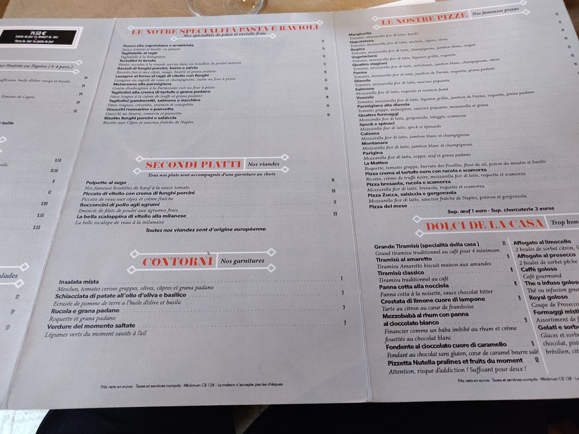 PARIGINI menu 2
