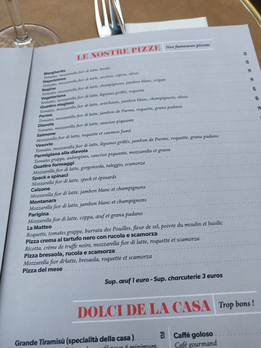 PARIGINI menu 3