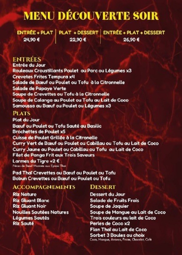 Meilleur Coco Thaï menu 2