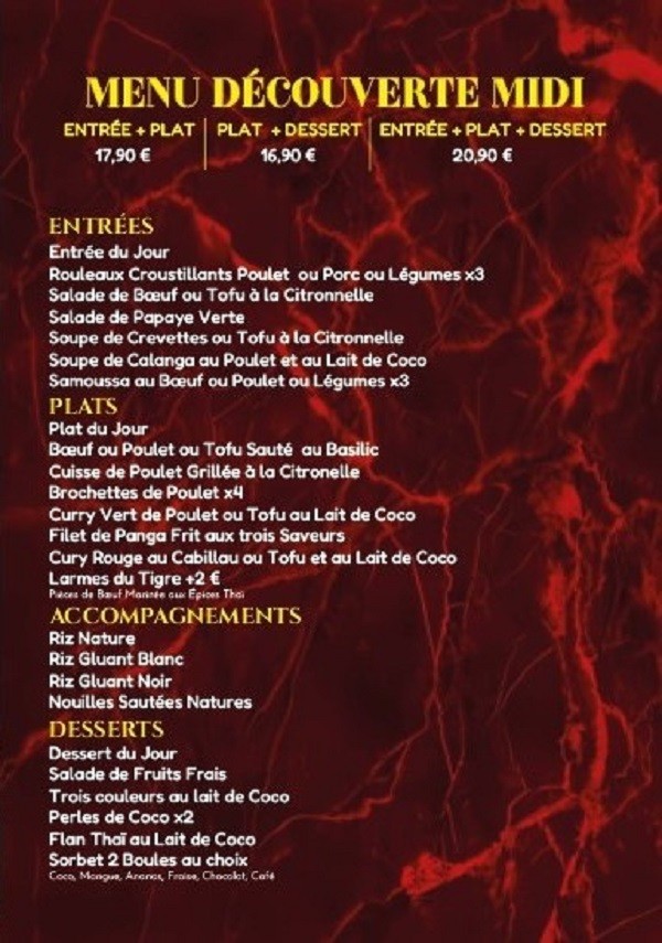 Meilleur Coco Thaï menu 3