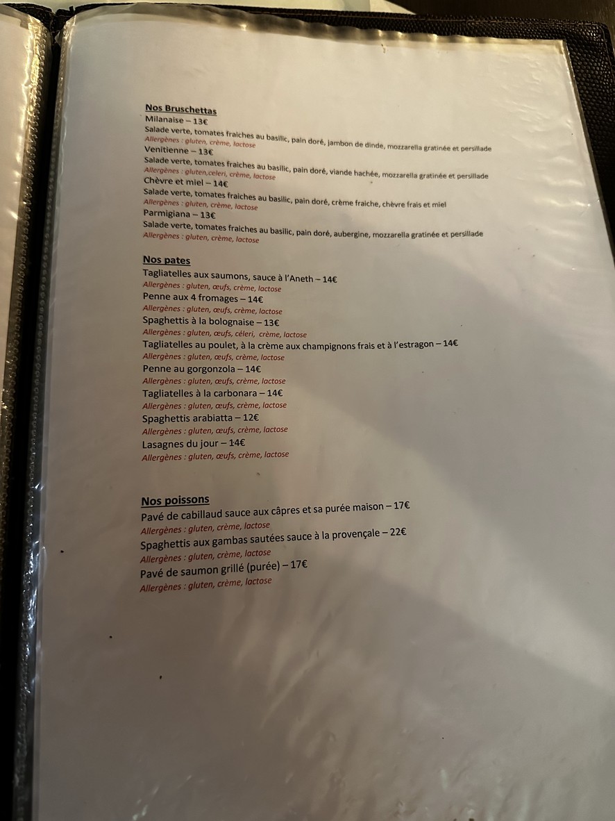 Le Napoli menu 3